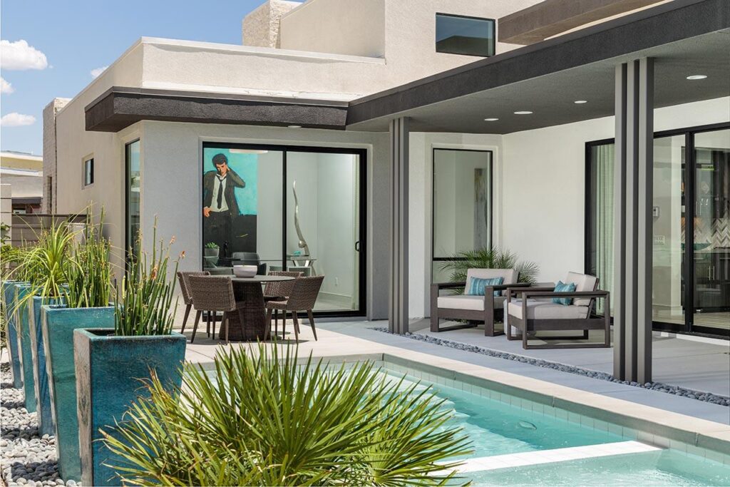 Backyard with pool at Vibe Plan LX1 in Palm Springs